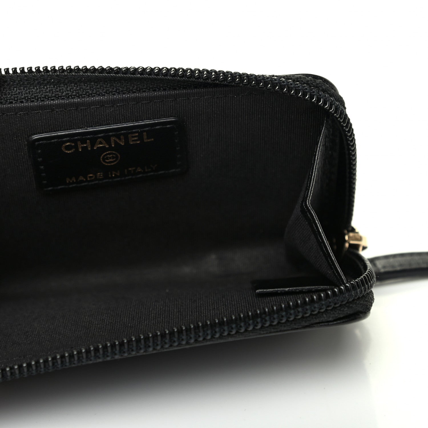 Chanel Calfskin Chain Embossed CC Key Holder Case Black 5 of 9