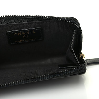 Chanel Calfskin Chain Embossed CC Key Holder Case Black 5 of 9