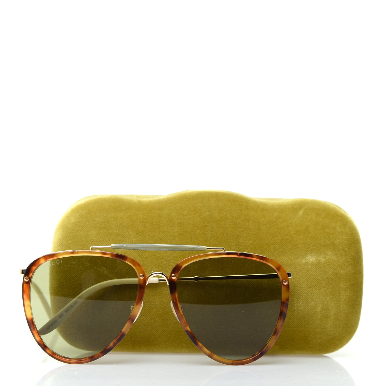 Gucci Aviator Sunglasses GG0672S Havana Gold Green 8 of 8