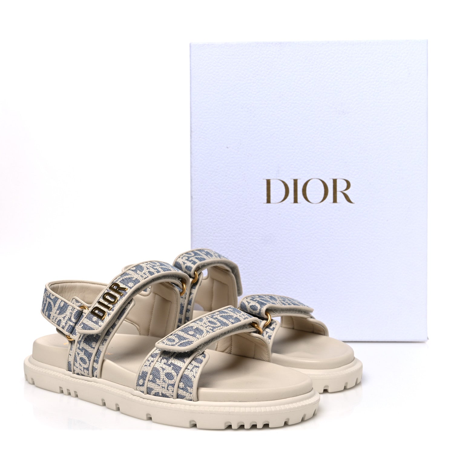 Christian Dior Oblique Raffia Chambray Jacquard Dioract Sandals 41 Blue Ecru 12 of 12