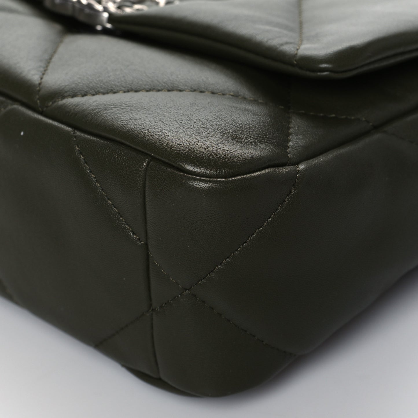 Lambskin Quilted Medium Chanel 19 Flap Khaki