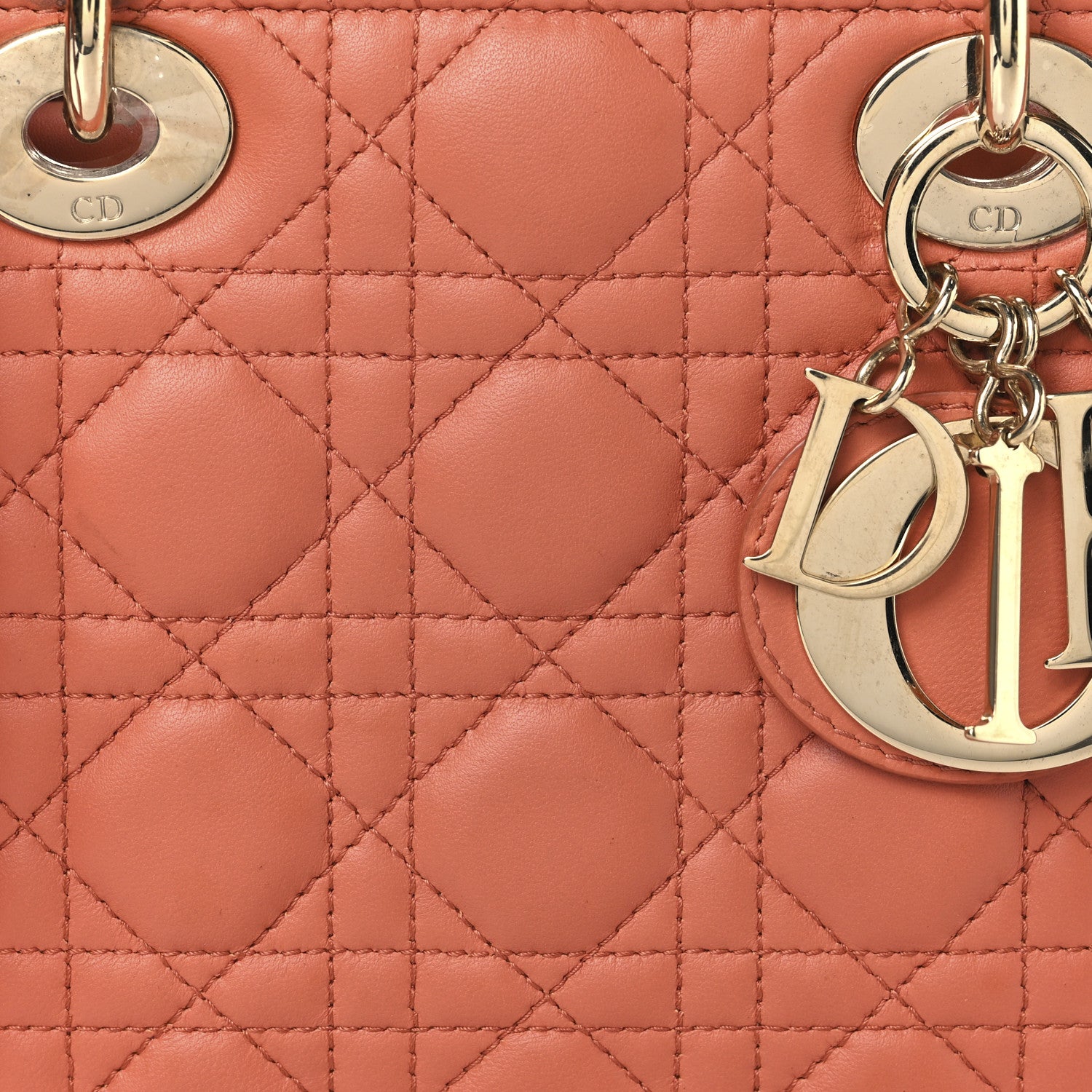 Christian Dior Lambskin Cannage Small My ABCDior Lady Dior Coral 7 of 13