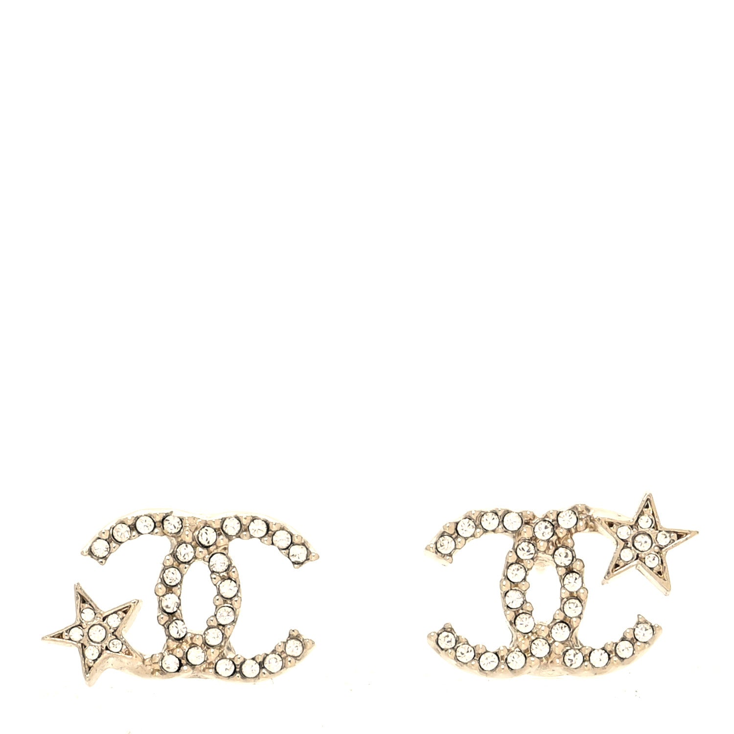 Chanel Crystal CC Starfall Earrings Gold 1 of 4