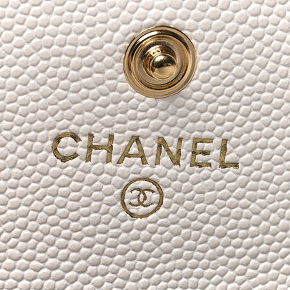 Chanel Caviar Quilted Enamel Coco Casino Flap Card Holder Wallet White 6 of 11
