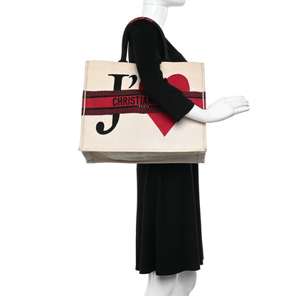 Christian Dior Canvas DiorAmour Chinese Valentines Je T’aime Large Book Tote White Red 2 of 12
