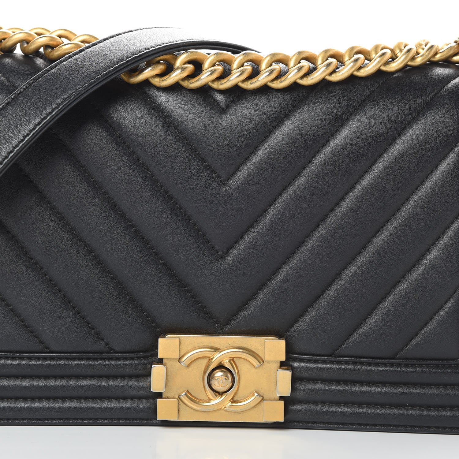Chanel Calfskin Chevron Quilted Medium Boy Flap Black 8 of 14