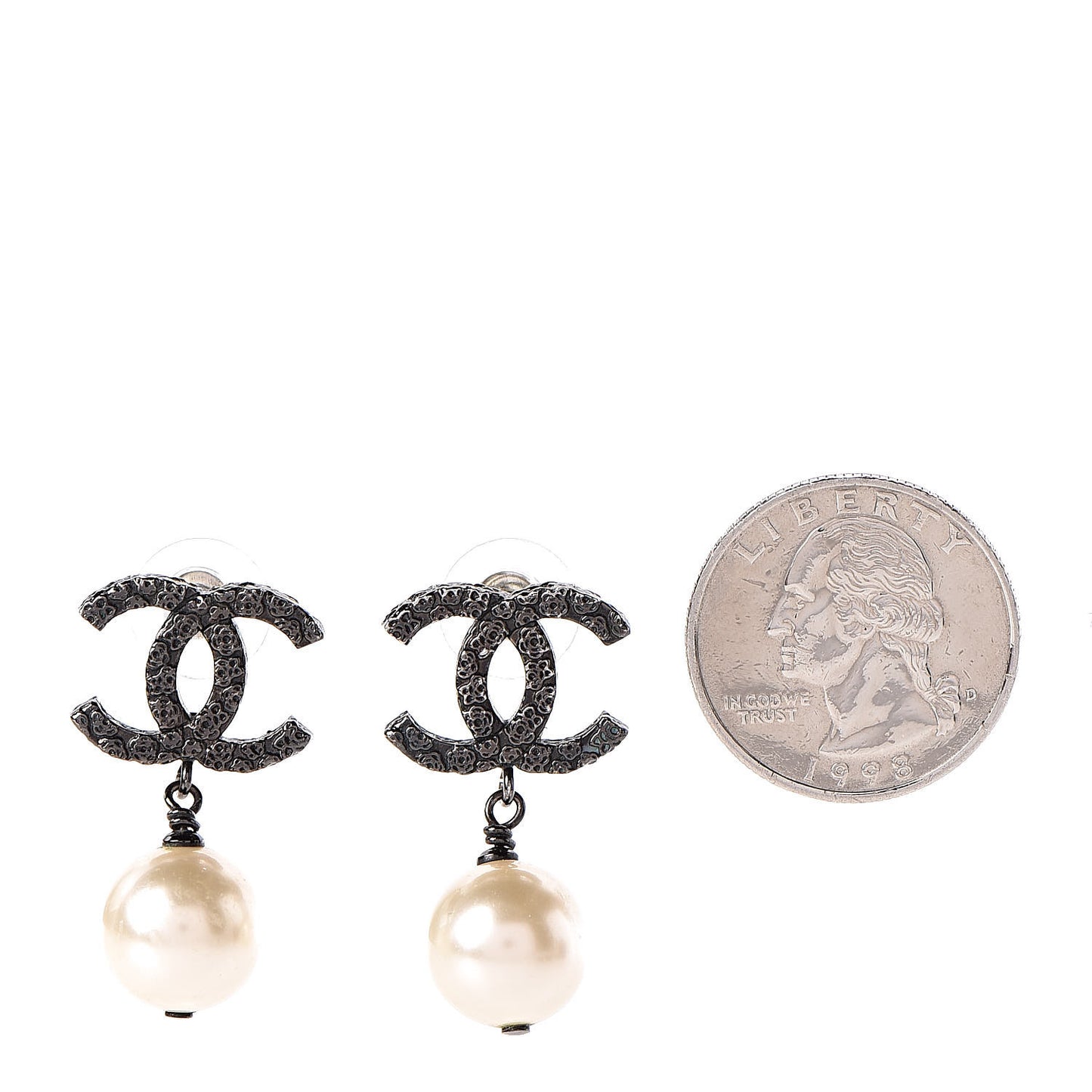 Ruthenium CC Pearl Drop Earrings