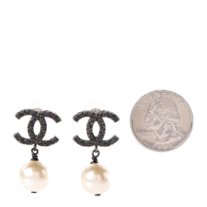 Chanel Ruthenium CC Pearl Drop Earrings 2 of 5