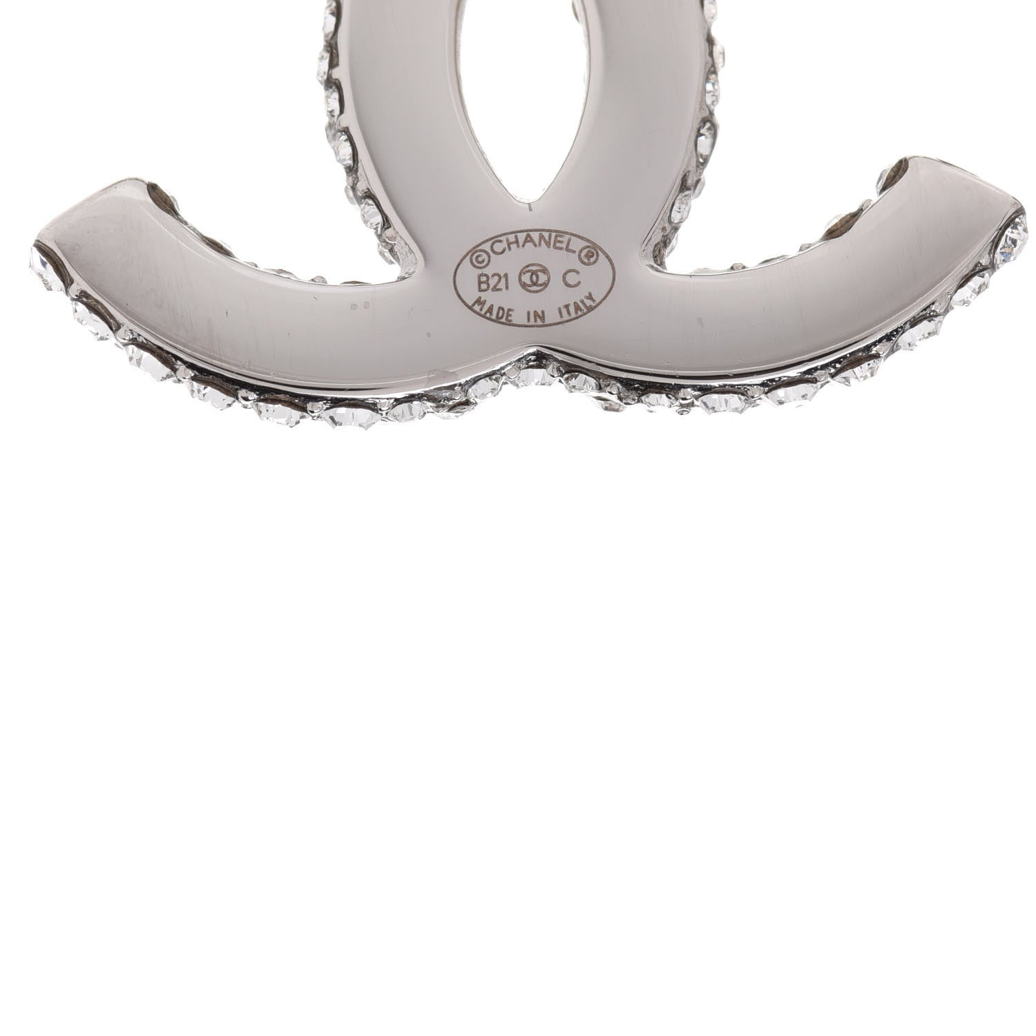 Chanel Crystal CC Treasure Chest Earrings Silver 4 of 5