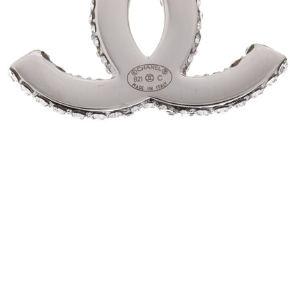 Chanel Crystal CC Treasure Chest Earrings Silver 4 of 5