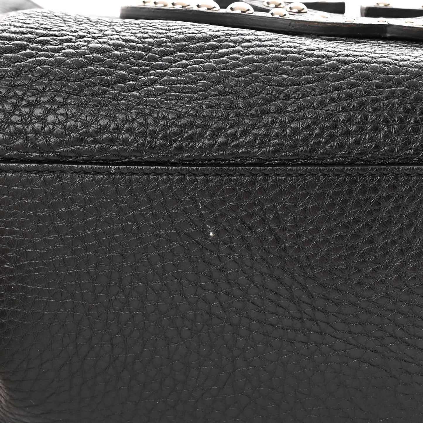 Pebbled Calfskin Studded Medium Soho Chain Shoulder Bag Black