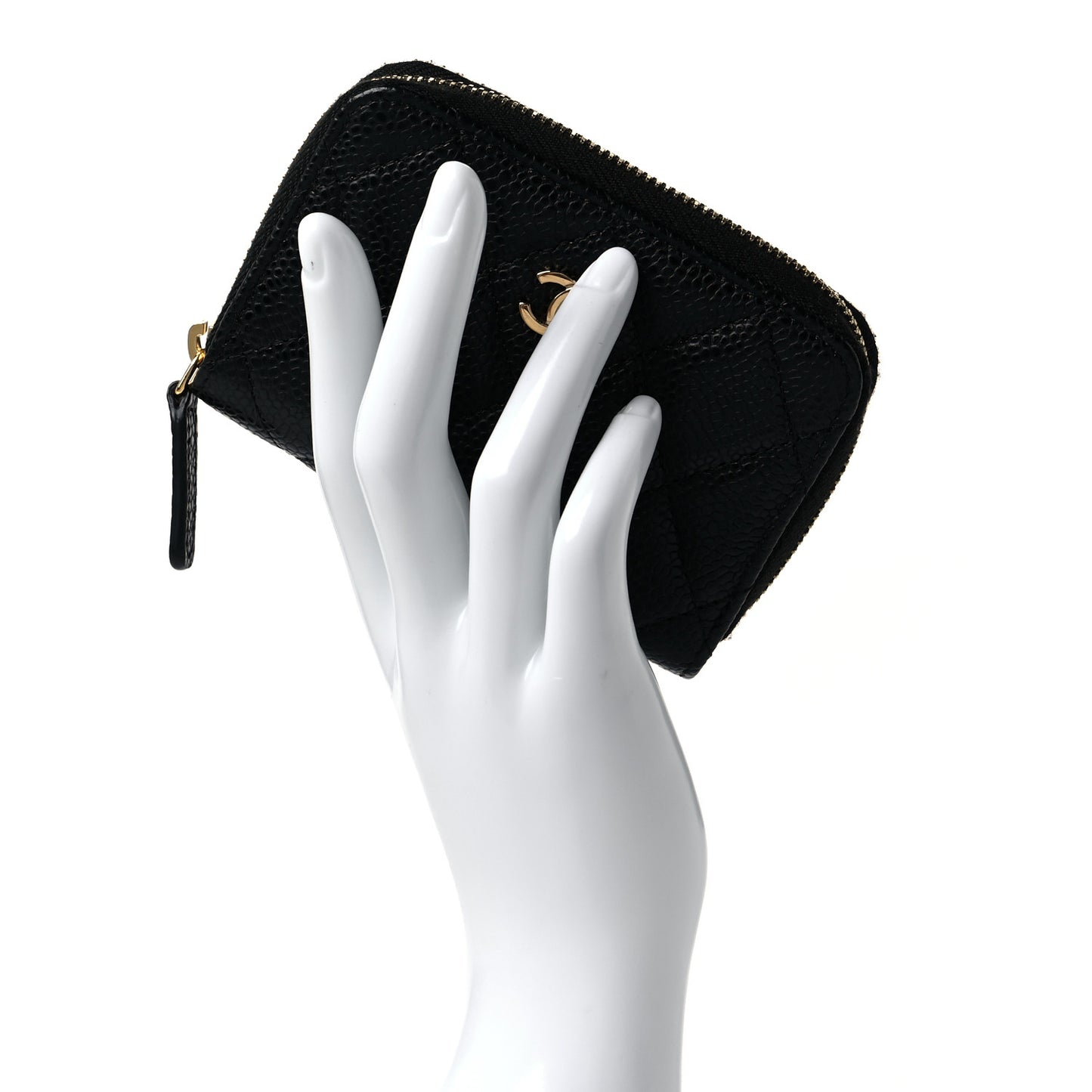 Caviar Quilted Classic Zipped Coin Purse Black