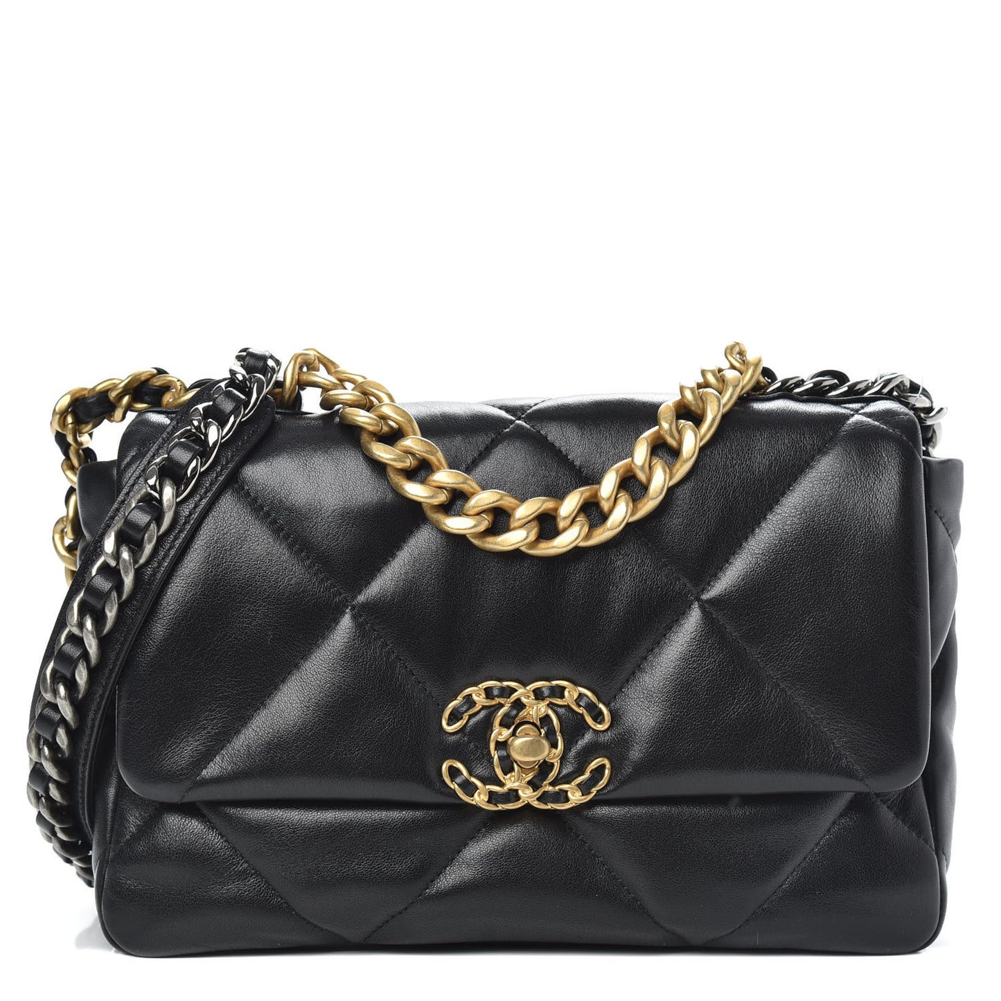 Lambskin Quilted Medium Chanel 19 Flap Black