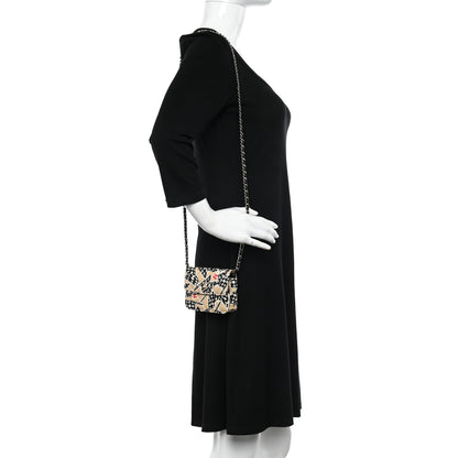 Chanel Canvas Check Flag Printed CC Clutch With Chain Beige Multicolor 2 of 12