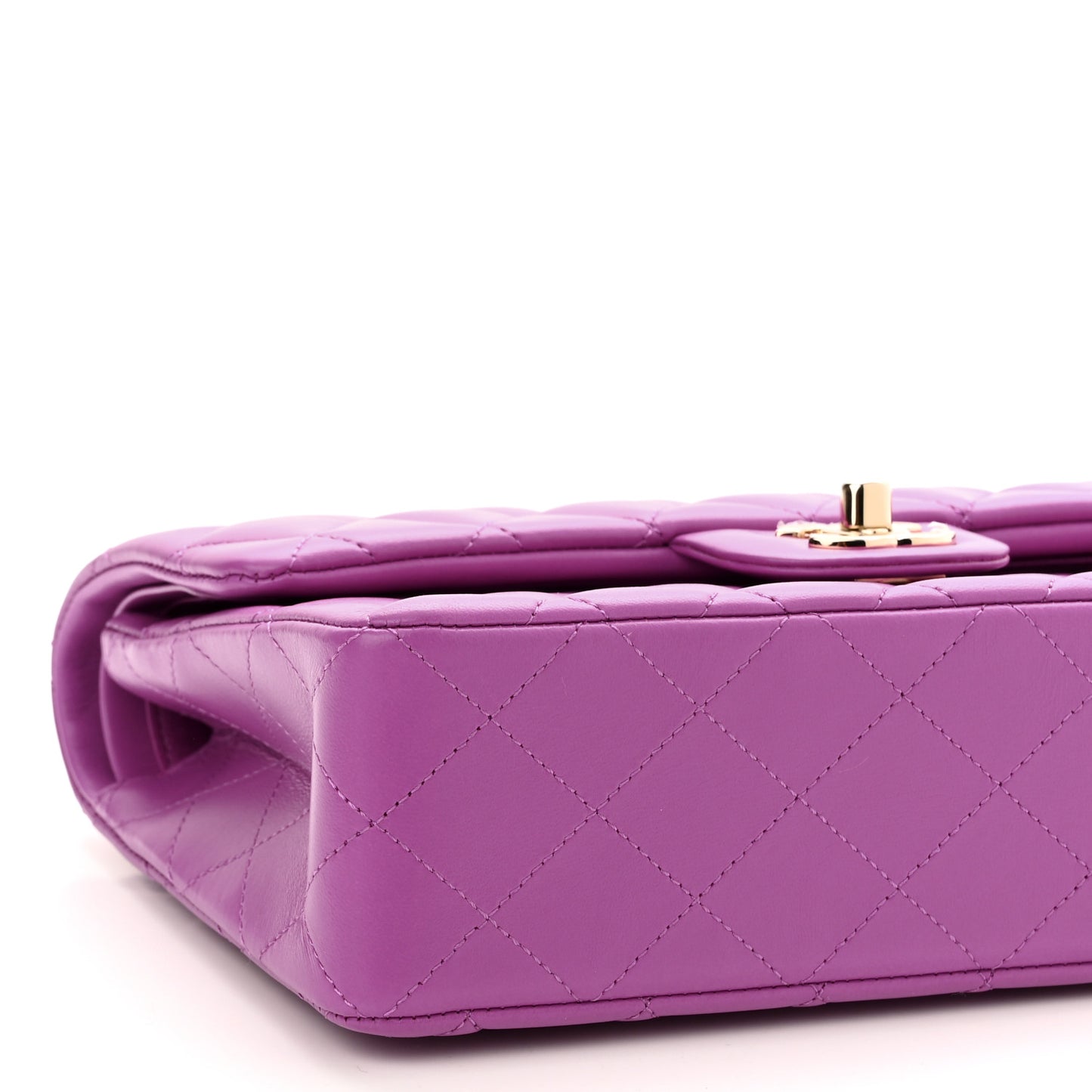 Lambskin Quilted Small Double Flap Purple