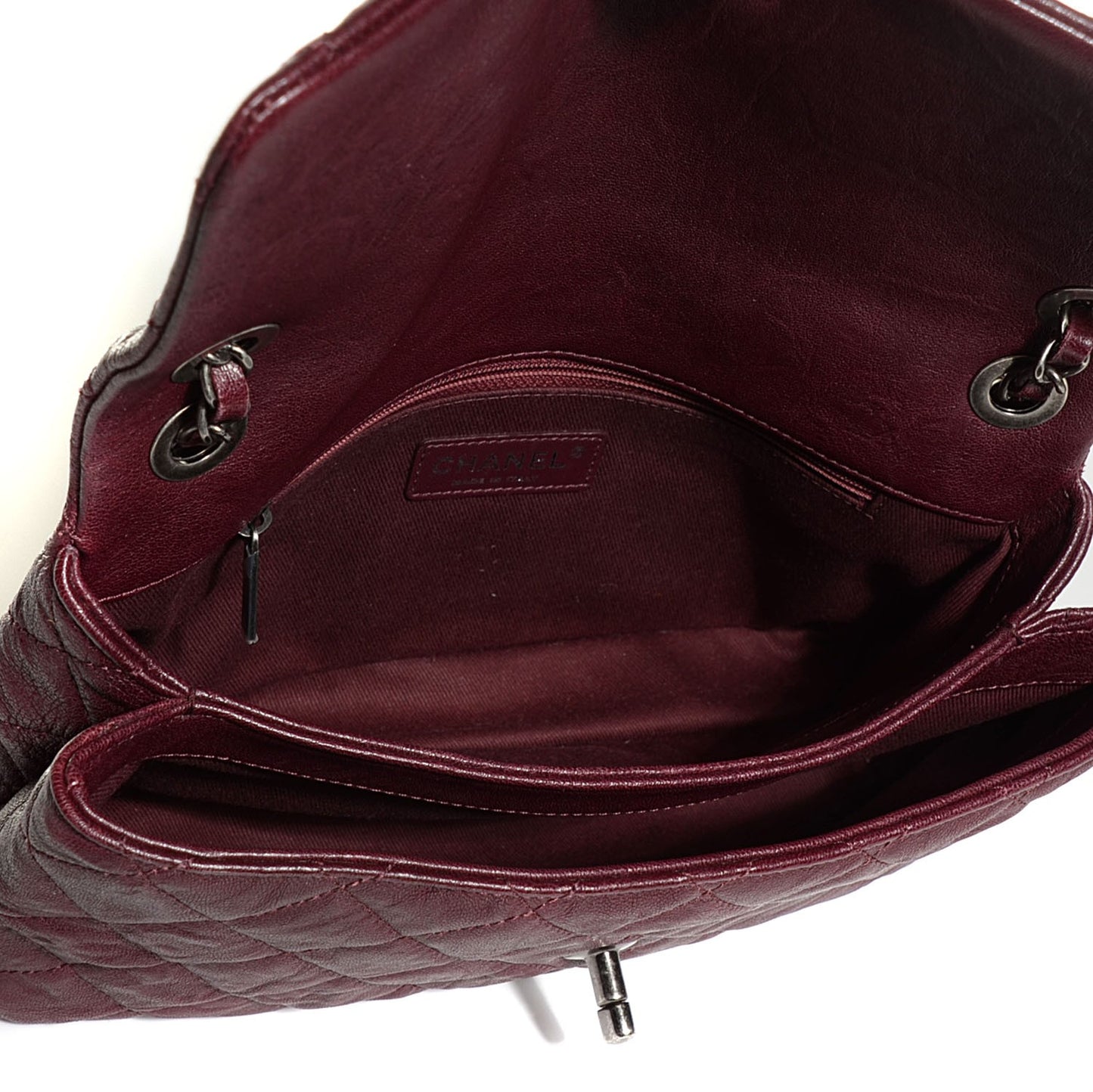Goatskin Quilted Double Bag Flap Burgundy