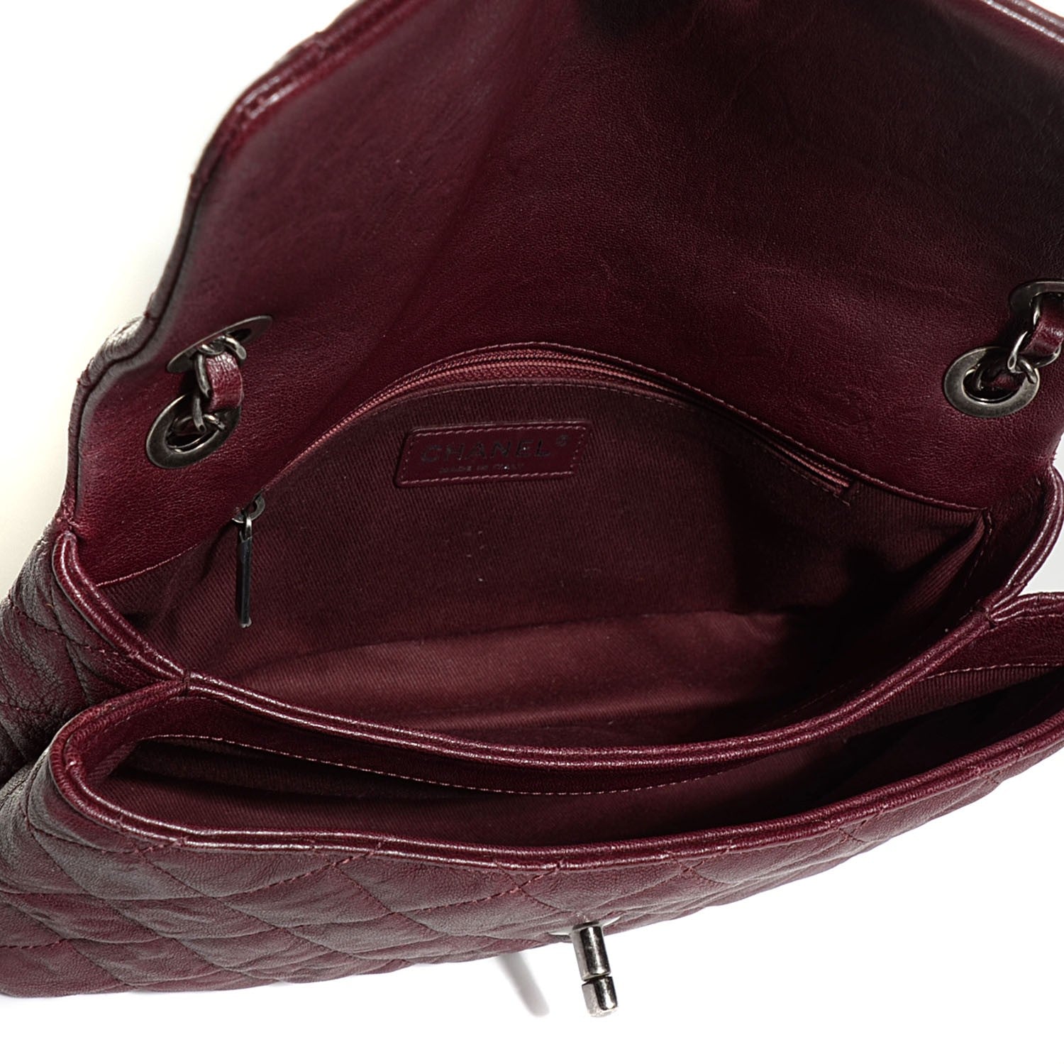 Chanel Goatskin Quilted Double Bag Flap Burgundy 6 of 9