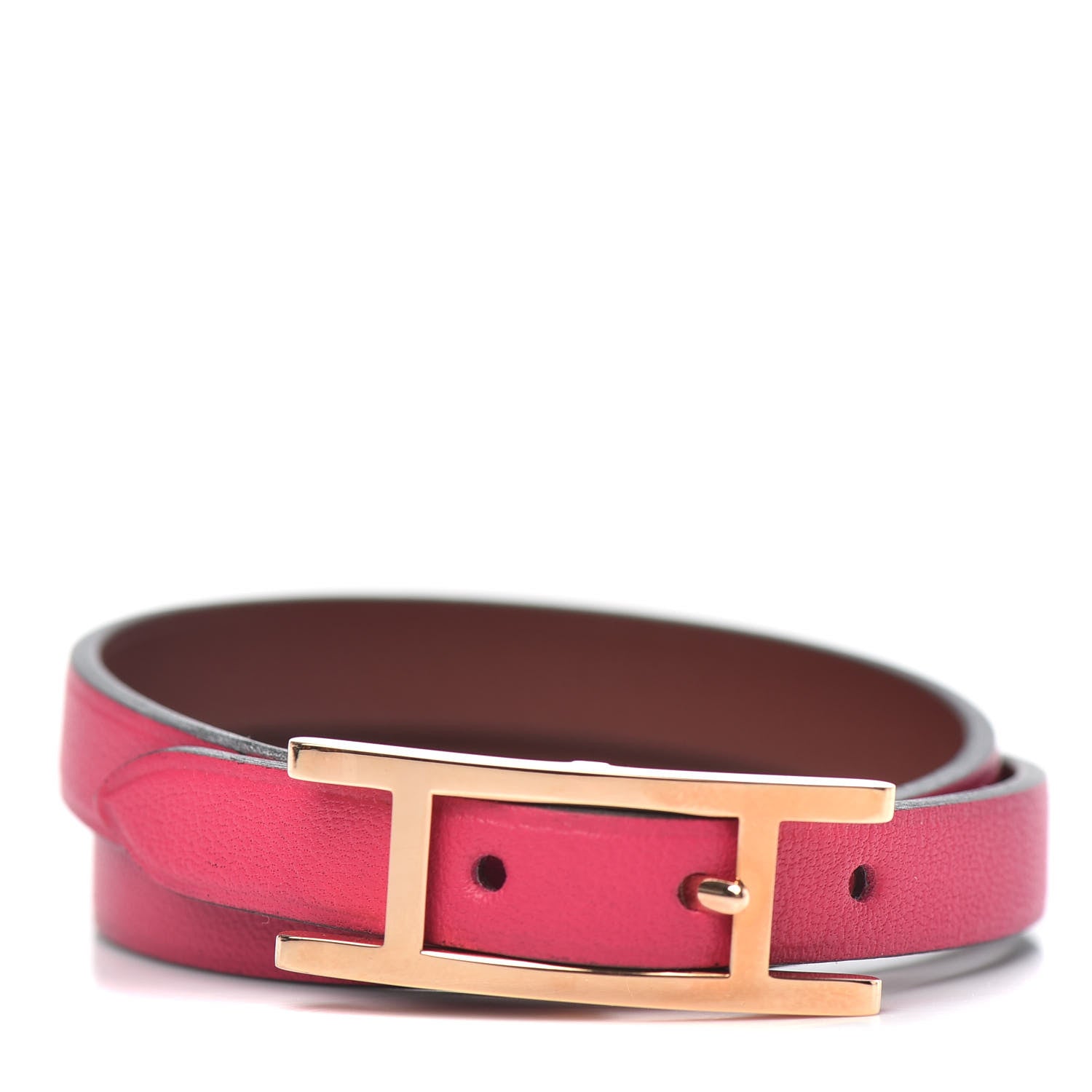 Hermes Swift Behapi Double Tour Reversible Bracelet T2 Rose Mexico Rouge H 1 of 4