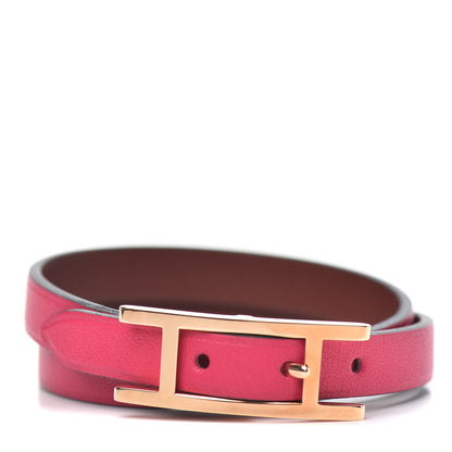 Hermes Swift Behapi Double Tour Reversible Bracelet T2 Rose Mexico Rouge H 1 of 4