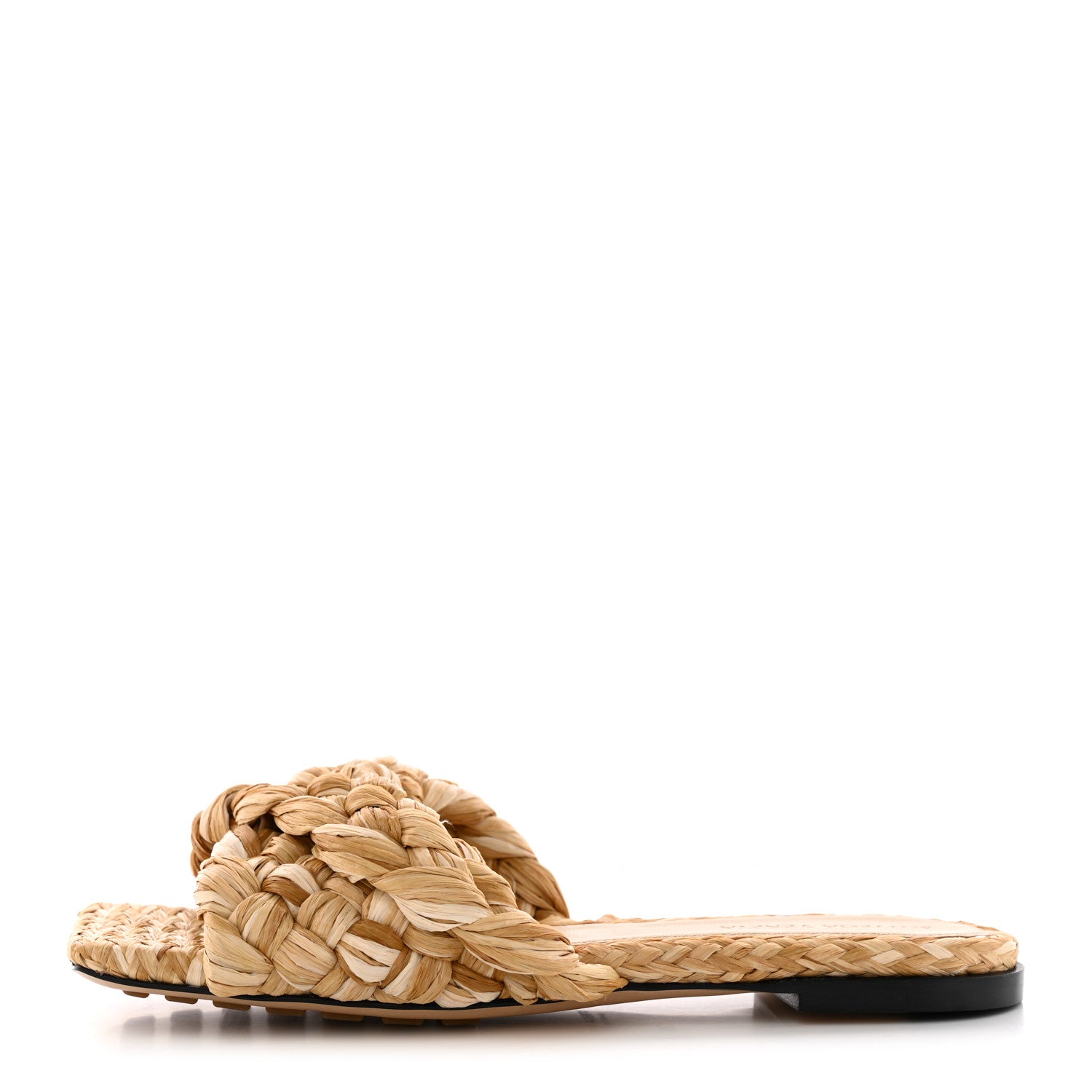 Bottega Veneta Raffia Twisted Intrecciato Stretch Flat Sandals 36 Macadamia 1 of 12