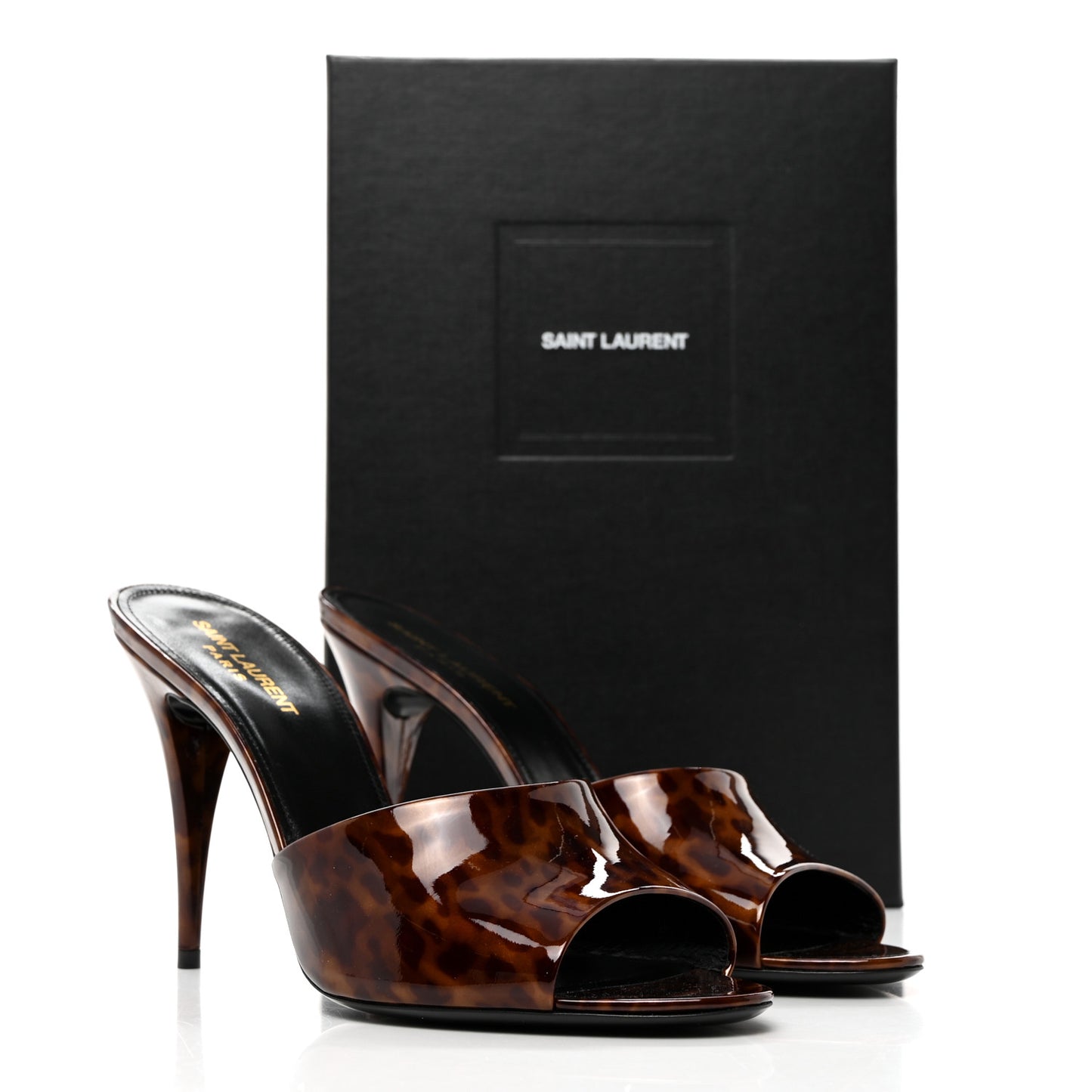 Patent Tartaruga Sexy 95mm Mules 41 Tortoise Brown