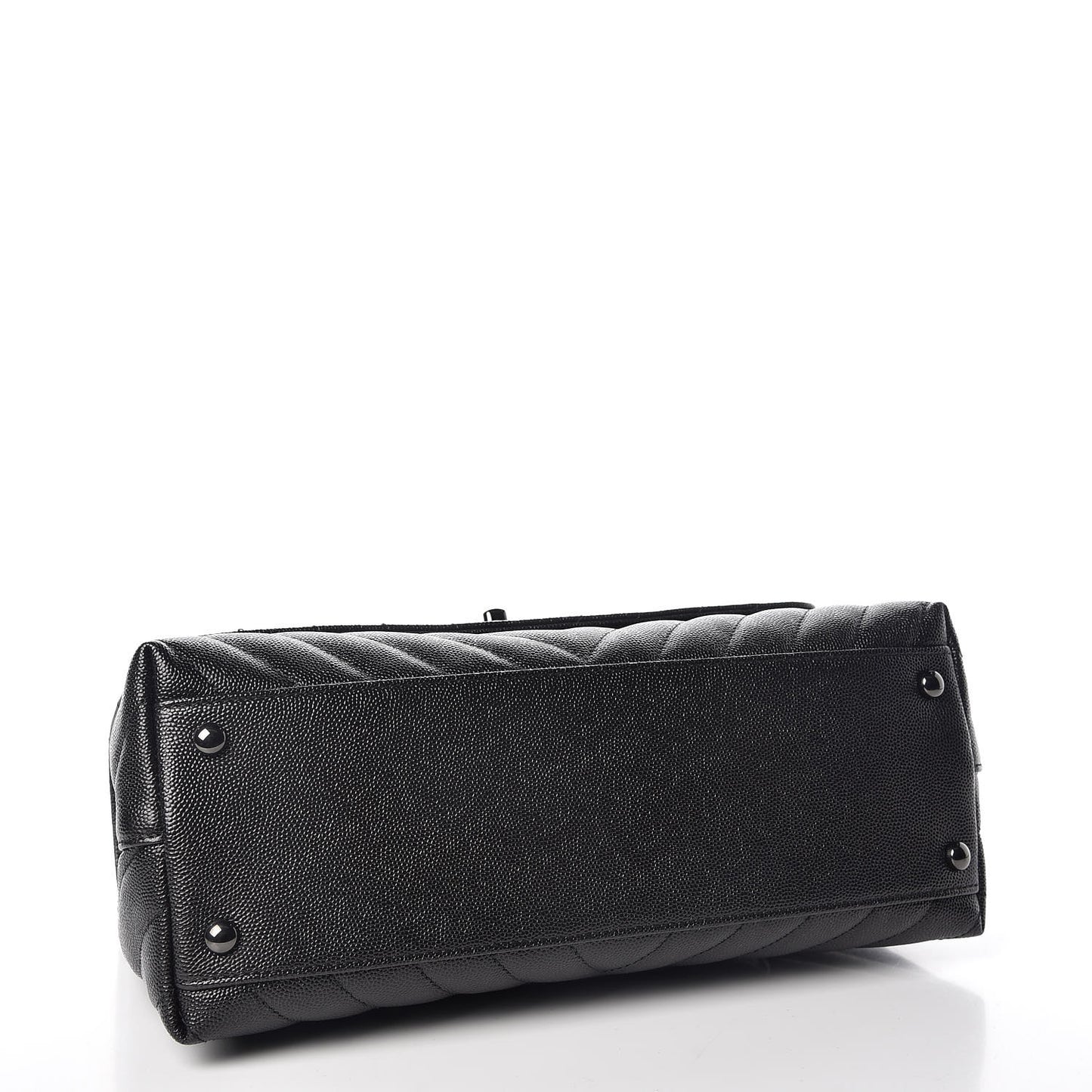 Caviar Chevron Quilted Small Coco Handle Flap So Black