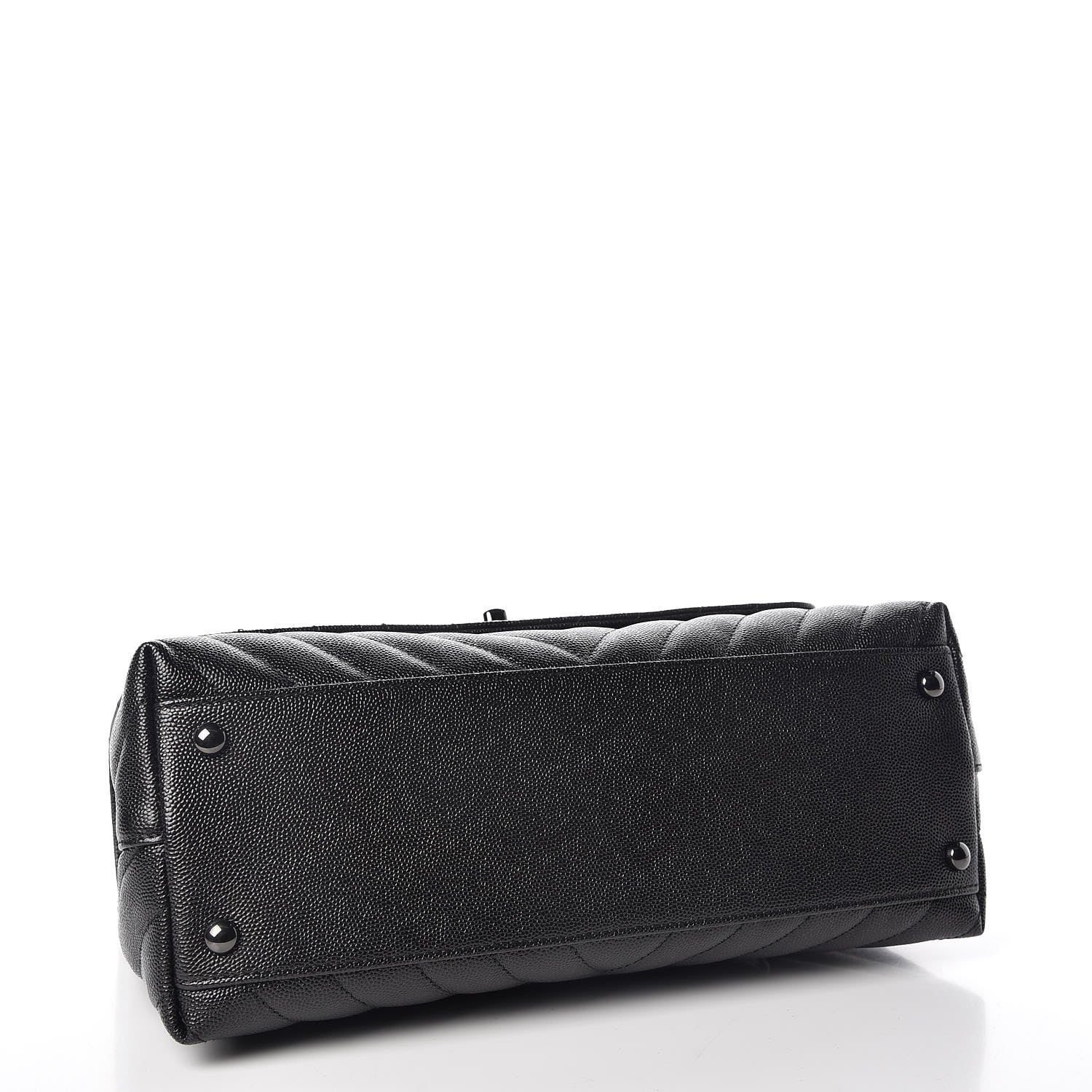 Chanel Caviar Chevron Quilted Small Coco Handle Flap So Black 4 of 10