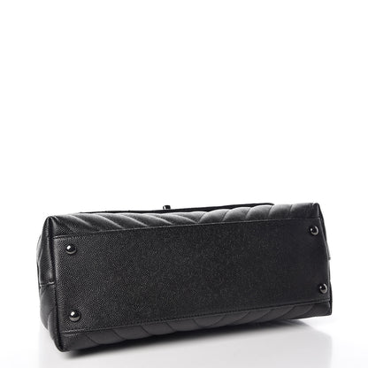 Chanel Caviar Chevron Quilted Small Coco Handle Flap So Black 4 of 10