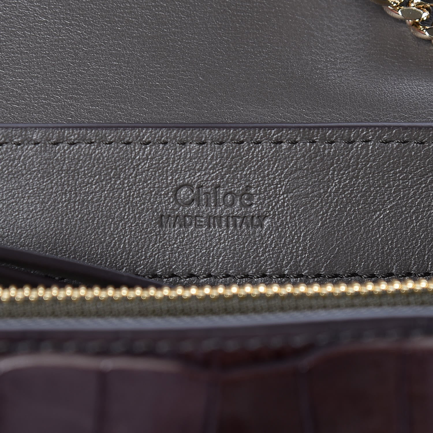 Chloe Calfskin Crocodile Embossed Small Faye Day Shoulder Bag Profound Brown 6 of 9
