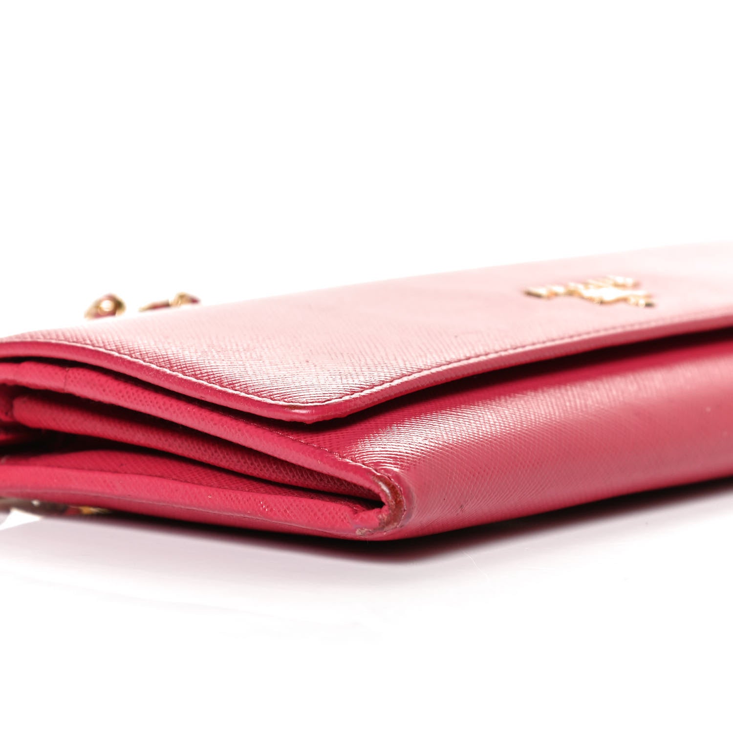 Prada Saffiano Metal Oro Chain Wallet Peonia 8 of 13