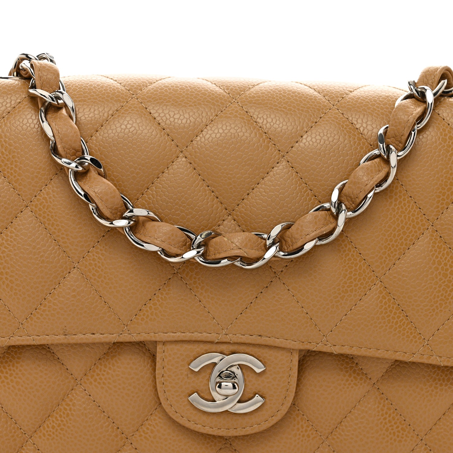 Chanel Caviar Quilted XL Jumbo Single Flap Beige 5 of 10