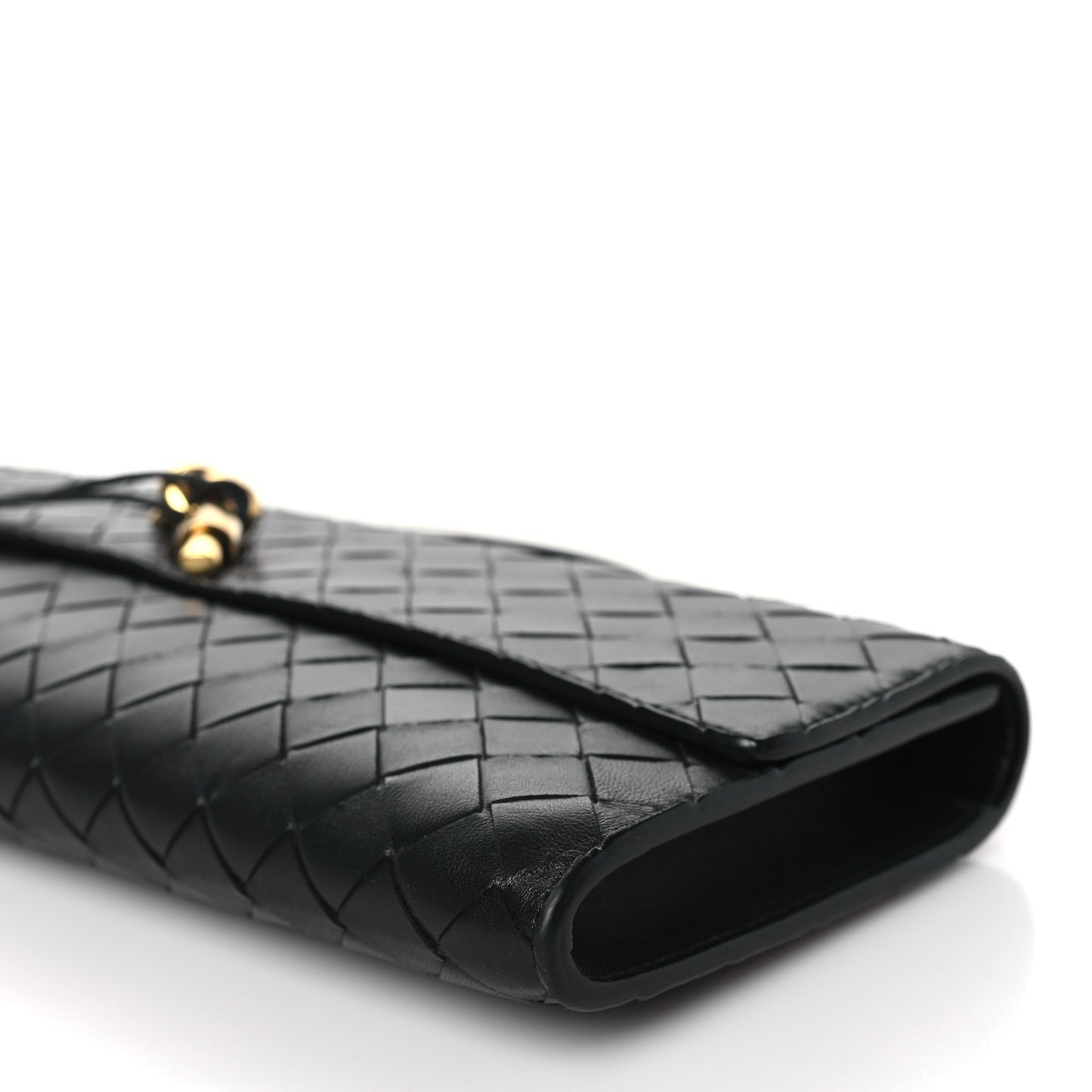 Nappa Intrecciato Long Andiamo Top Handle Clutch Black