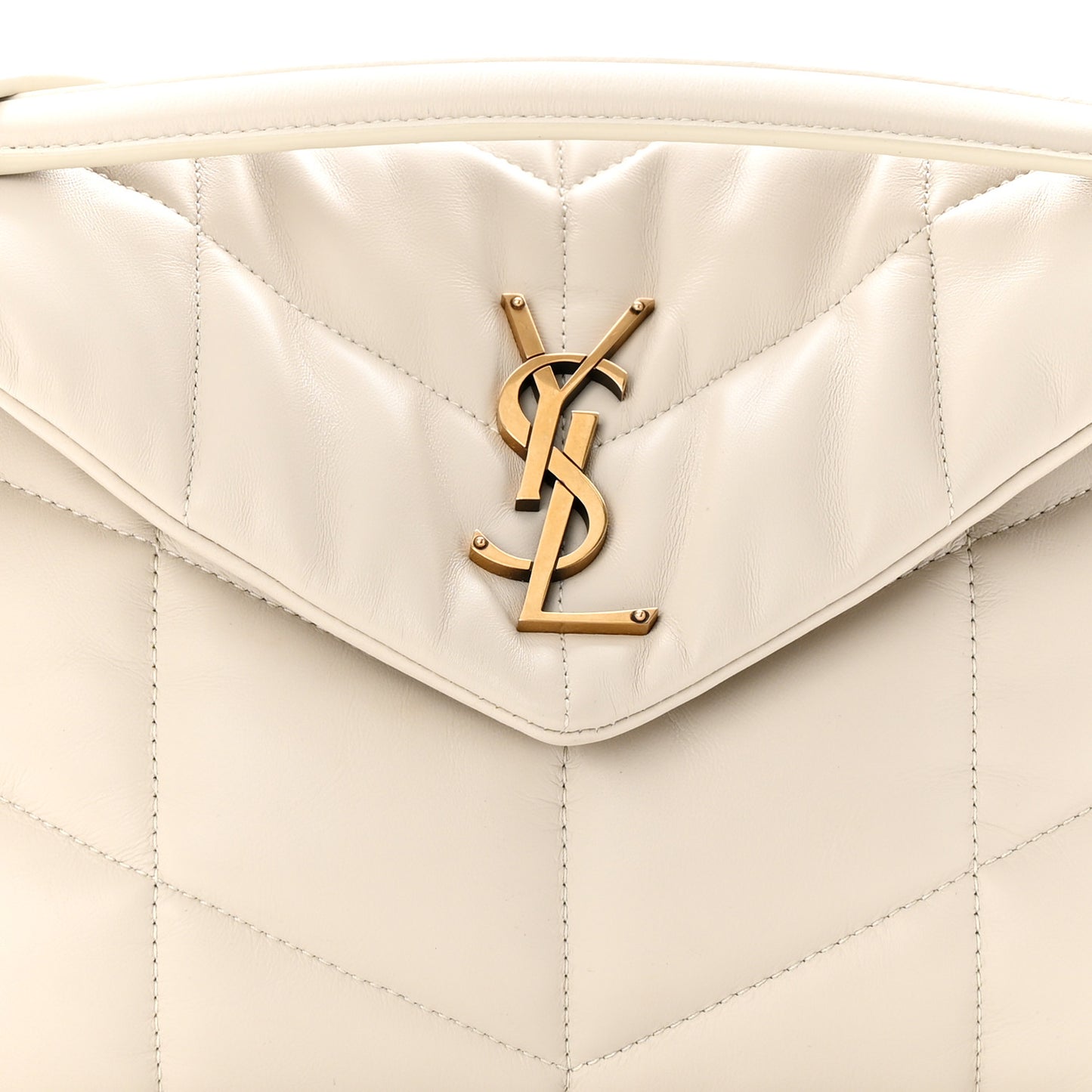 Lambskin Quilted Small Loulou Puffer Monogram Chain Satchel Crema Soft