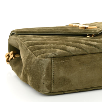 Saint Laurent Suede Matelasse Chevron Monogram Medium College Bag Loden Green 9 of 10