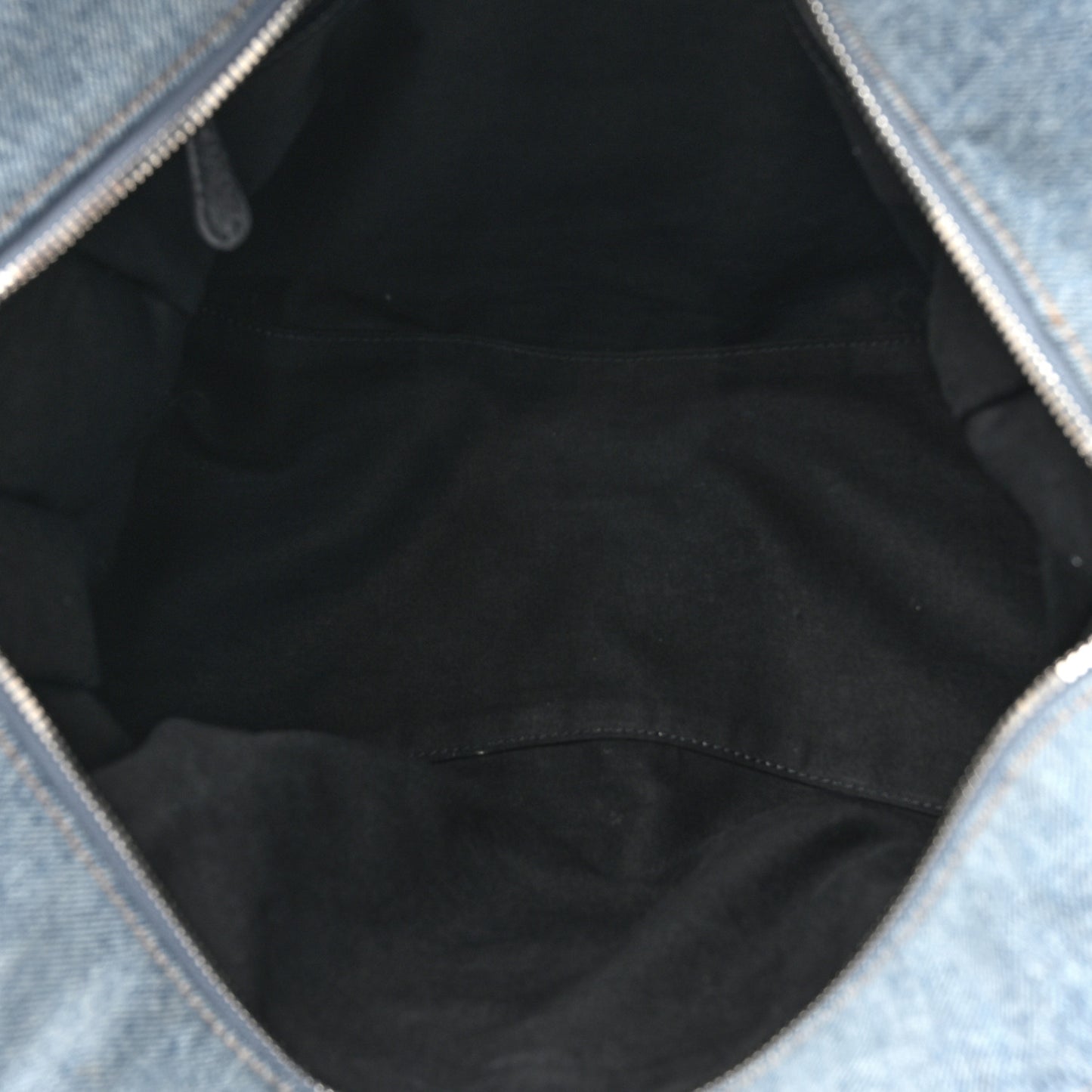 Washed Frayed Denim Crystal Neo Cagole City Handbag Blue