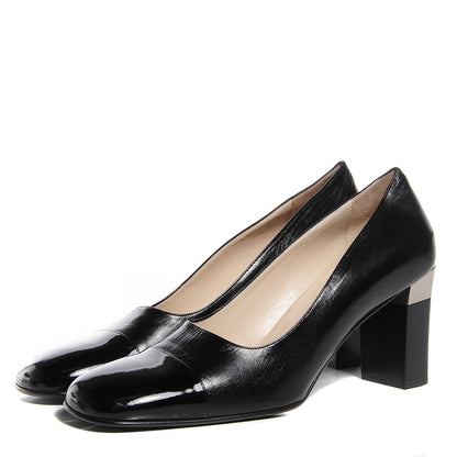 Chanel Leather Cap Toe Pumps 40 Black 3 of 6