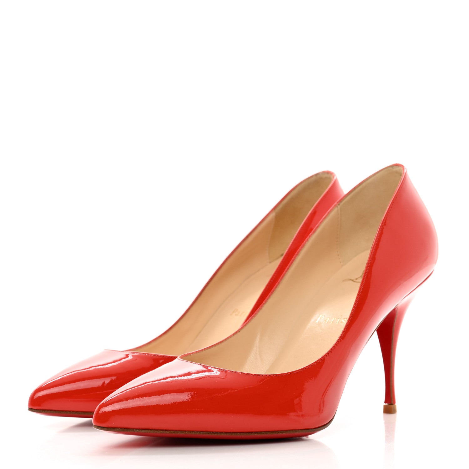 Christian Louboutin Patent Piou Piou 85 Pumps 38.5 Mandarin Red 3 of 8