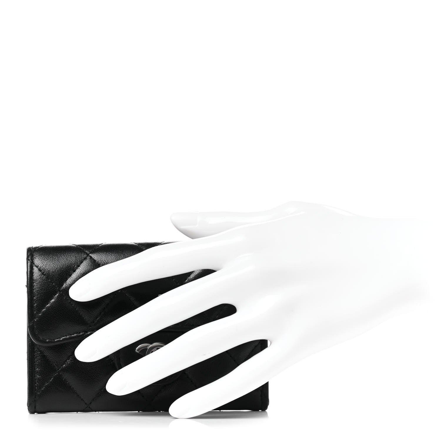 Chanel Lambskin Quilted Flap Card Holder Wallet Black 2 of 8