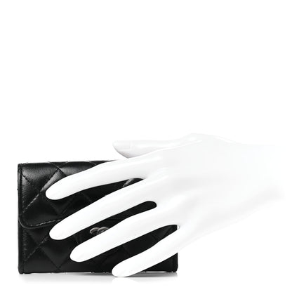 Chanel Lambskin Quilted Flap Card Holder Wallet Black 2 of 8