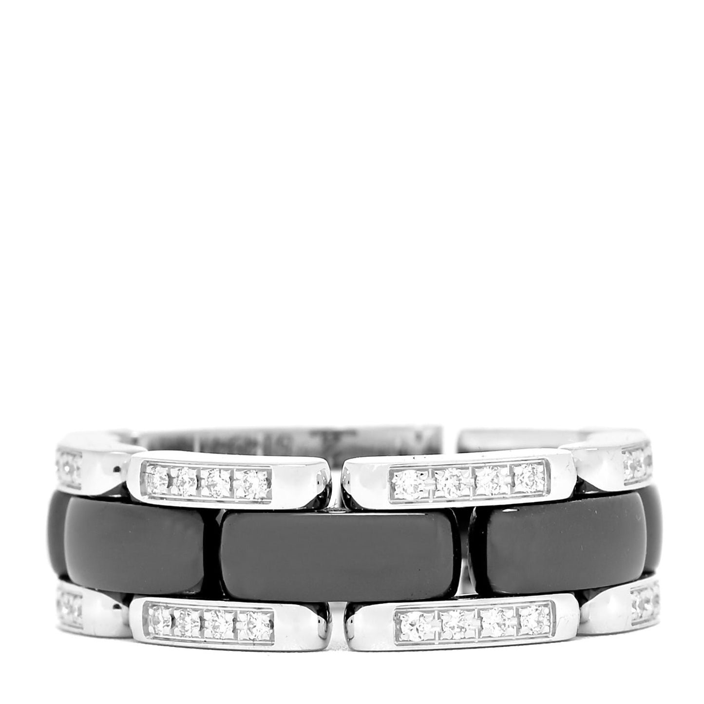 18K White Gold Ceramic Diamond Medium Ultra Ring Black 53 6.5