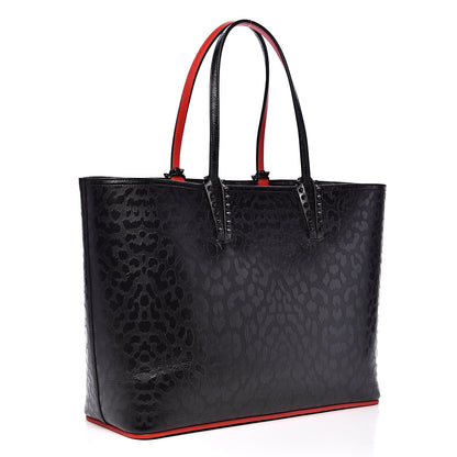 Christian Louboutin Patent Calfskin Print Leopard Print Spikes East West Cabata Tote Black 2 of 11