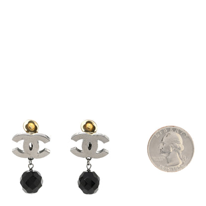Chanel Ruthenium CC Bead Drop Clip On Earrings Black 2 of 5