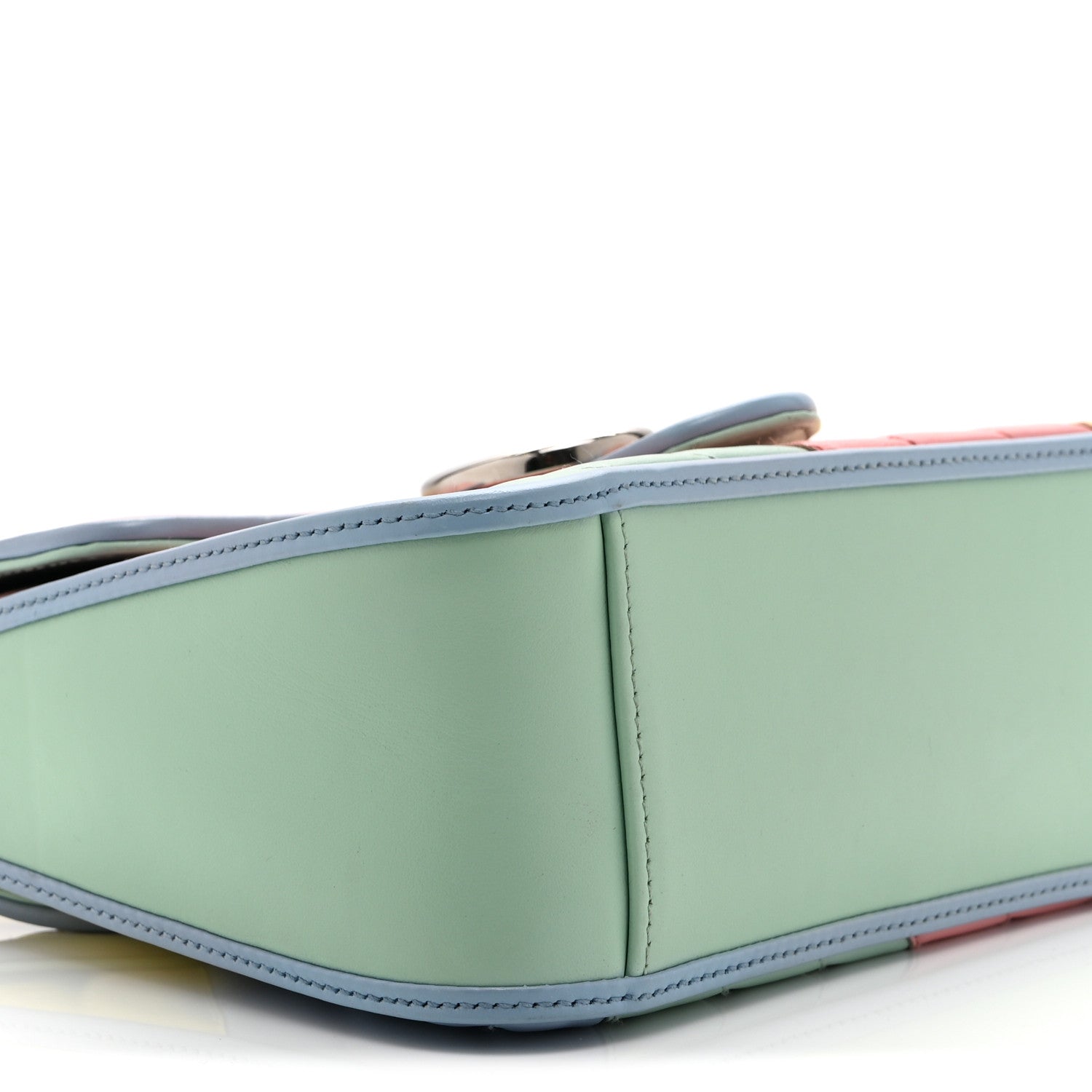 Gucci Calfskin Matelasse Diagonal Mini GG Marmont Top Handle Shoulder Bag Multicolor Pastel 10 of 11