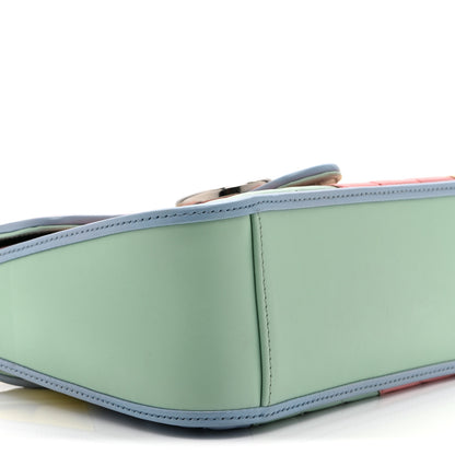 Gucci Calfskin Matelasse Diagonal Mini GG Marmont Top Handle Shoulder Bag Multicolor Pastel 10 of 11