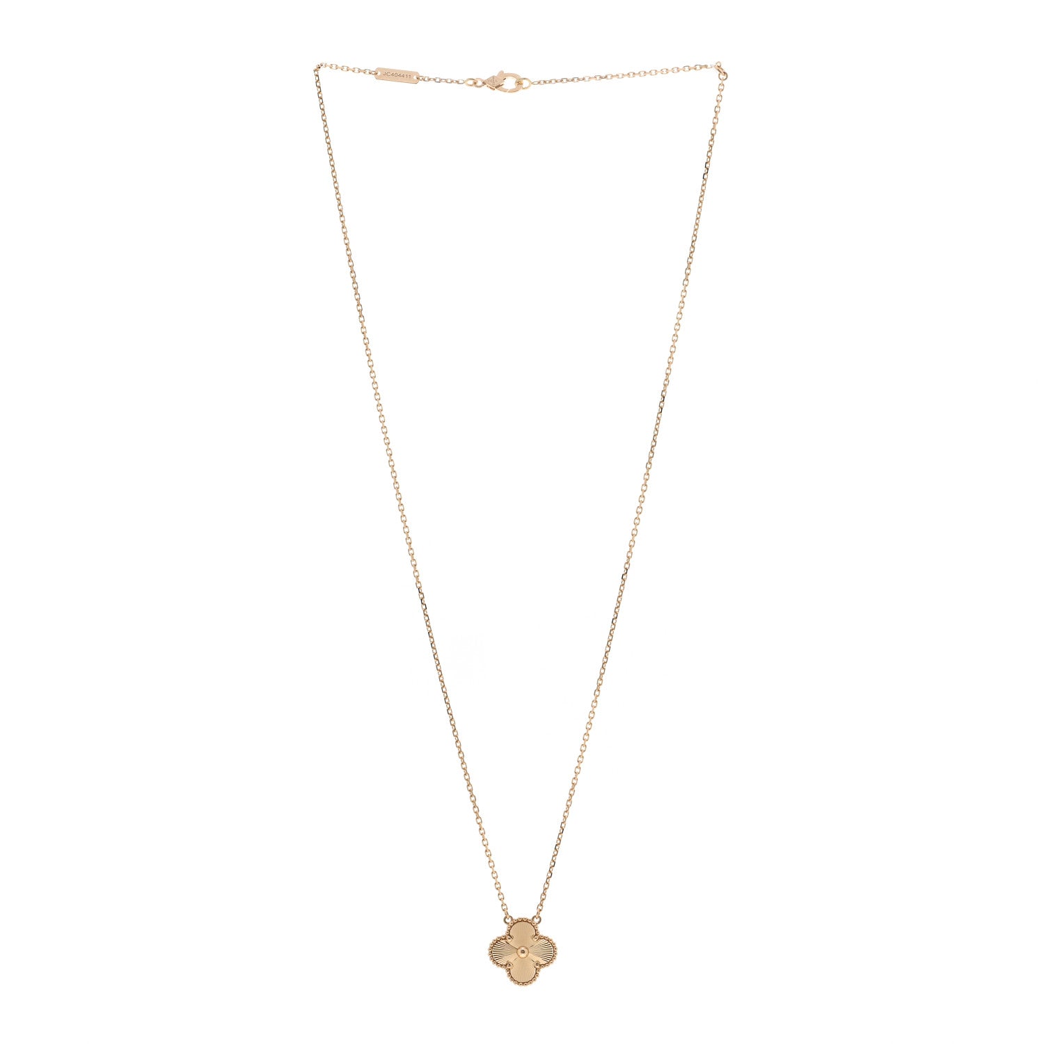Van Cleef & Arpels 18K Yellow Gold Guilloche Vintage Alhambra Pendant Necklace 3 of 5