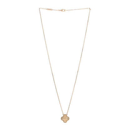 Van Cleef & Arpels 18K Yellow Gold Guilloche Vintage Alhambra Pendant Necklace 3 of 5