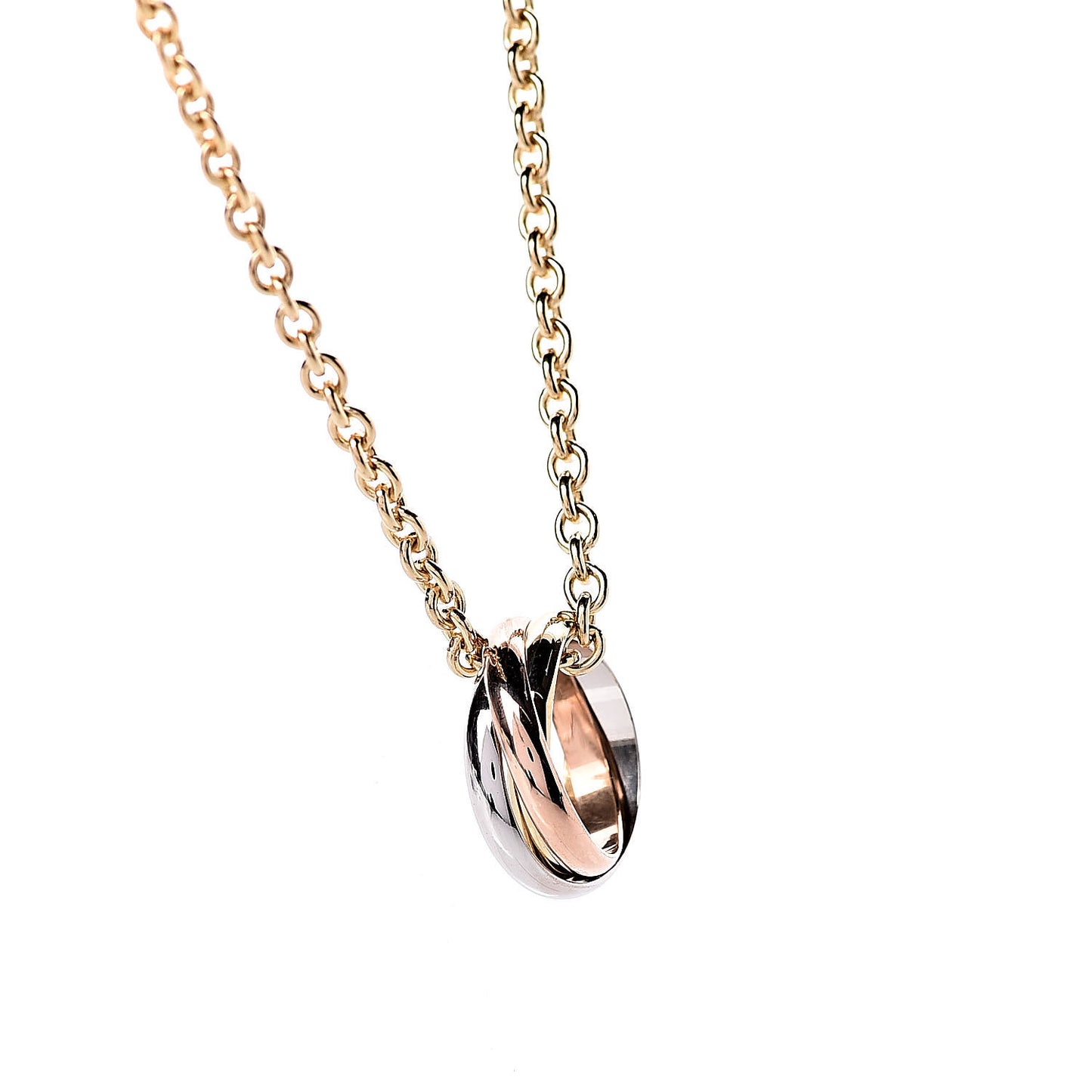 18K Pink Yellow White Gold Baby Trinity Pendant Necklace