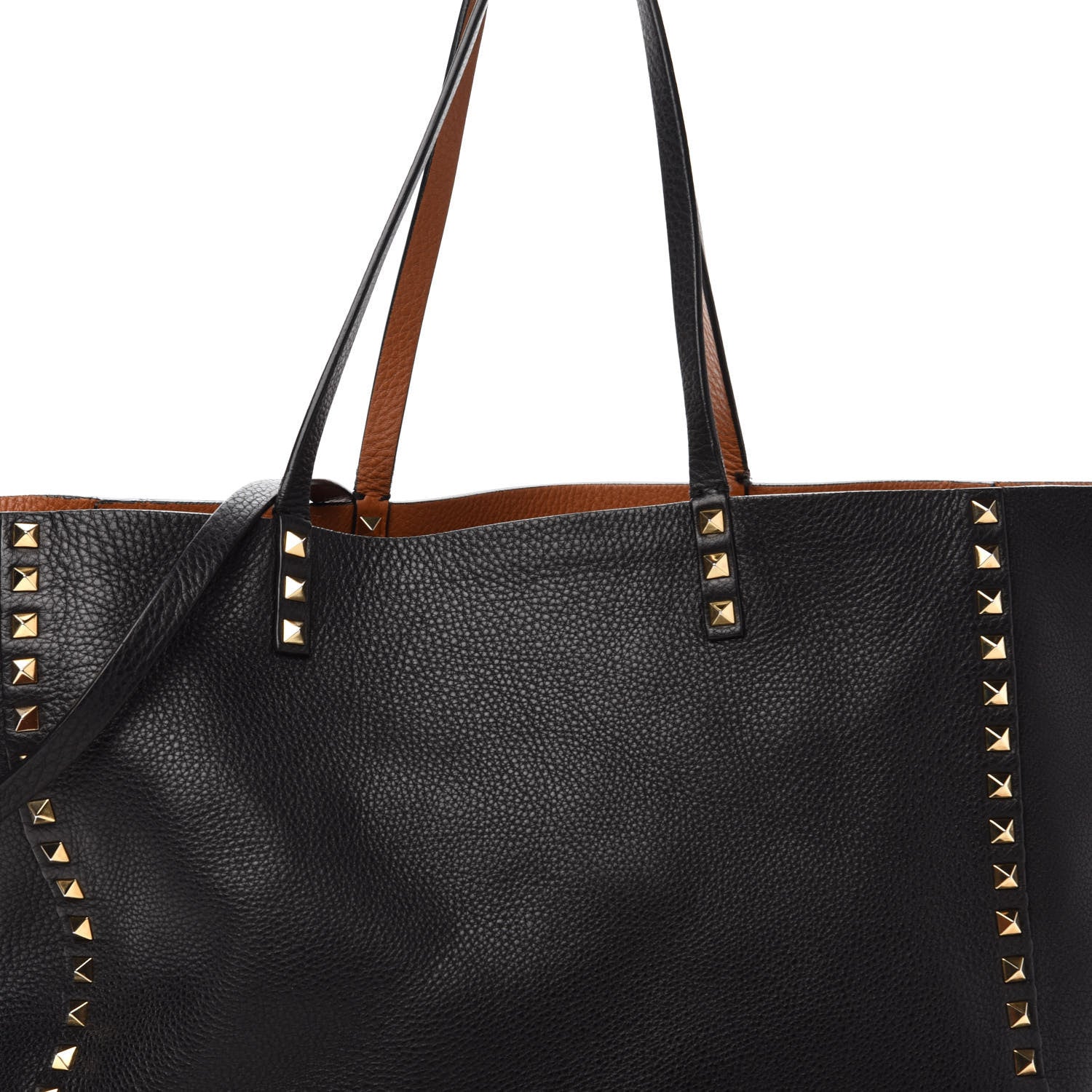 Valentino Garavani Pebbled Calfskin Medium Rockstud Reversible Tote Black Light Cuir 11 of 22