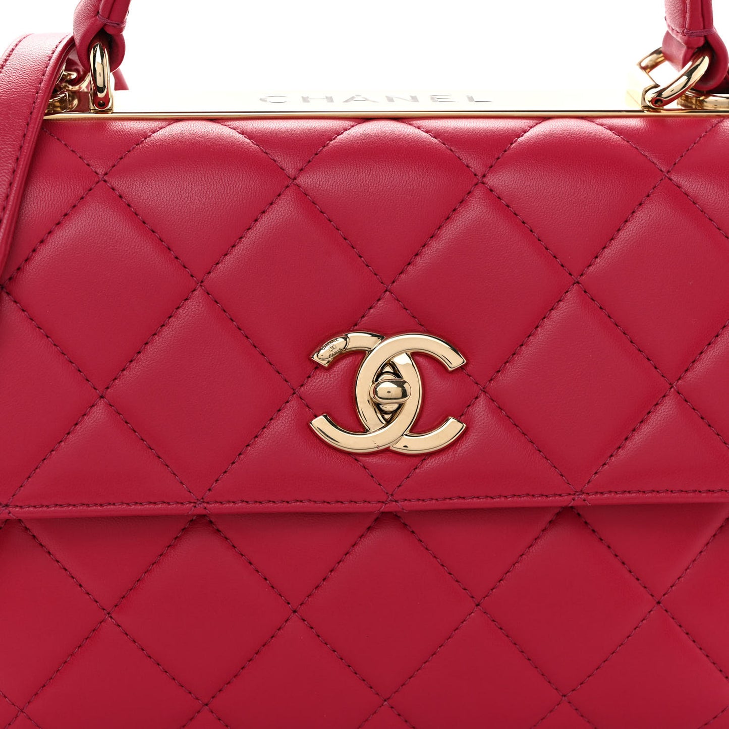 Lambskin Quilted Small Trendy CC Dual Handle Bag Dark Pink