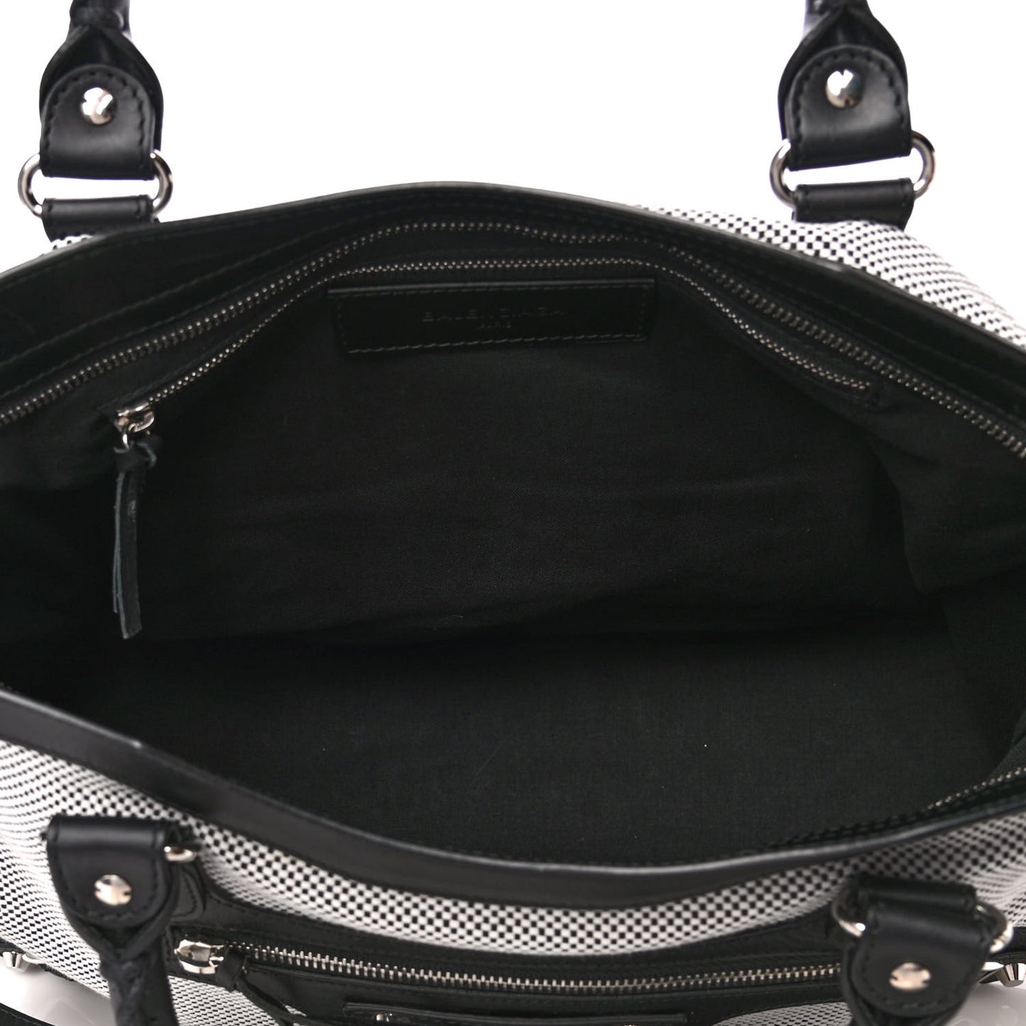 Calfskin Twill Classic Hardware Perforated City Black White